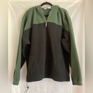 Unisex Black/Green Colorblock Hoodie w/ Side Pockets, sz Large